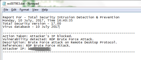 Fig 1. Seqrite Endpoint Security IDS/IPS Protection