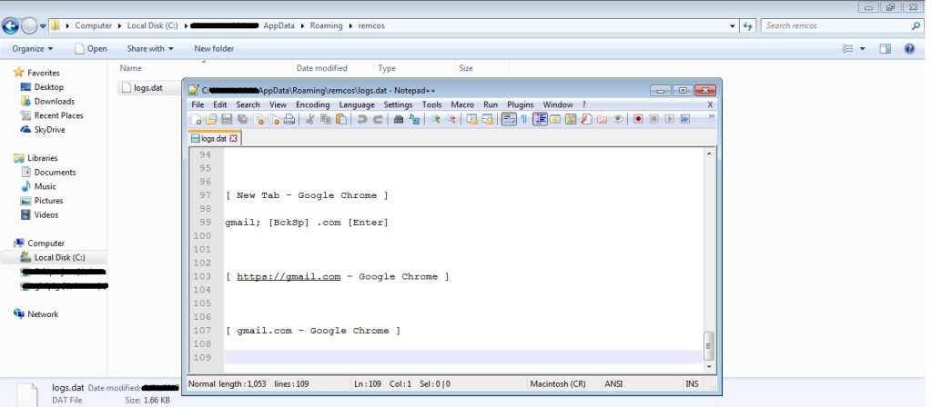 Fig 6. Keylogging activity