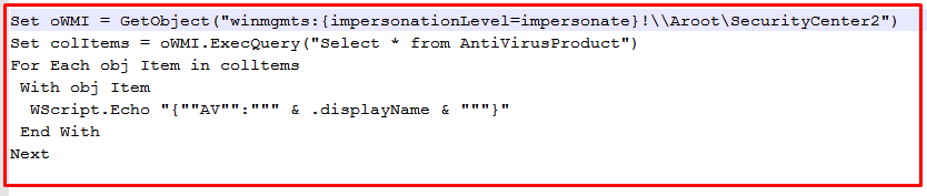 Fig 4: VBS File to list down AV’s