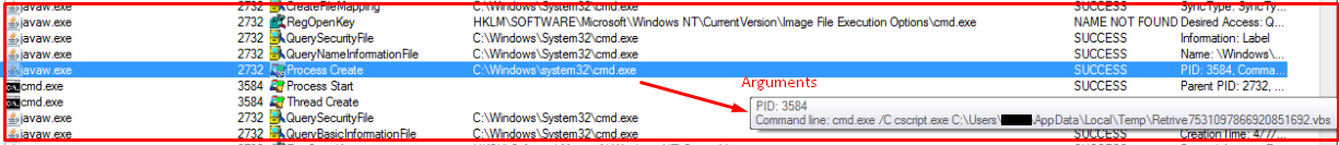 Fig 6: VBS File Execution by JAR