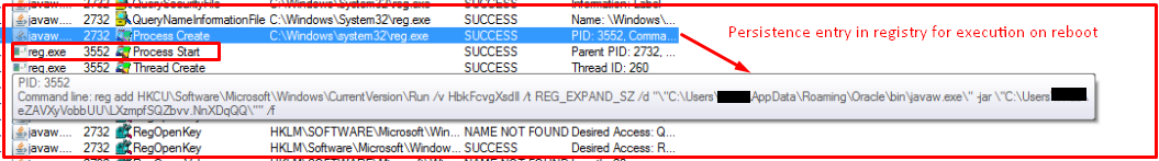Fig 8: Persistence Entry in Registry
