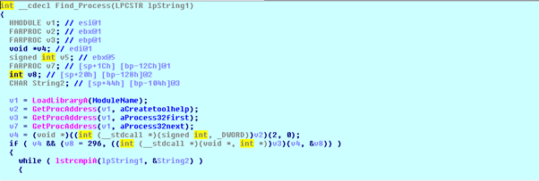 Figure 5: Find process in an existing running process